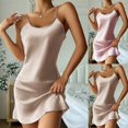 thumbnail image 4 of Women Nightdress Sleepwear Silk Stain Spaghetti Strappy Nightgown Pajamas, 4 of 5