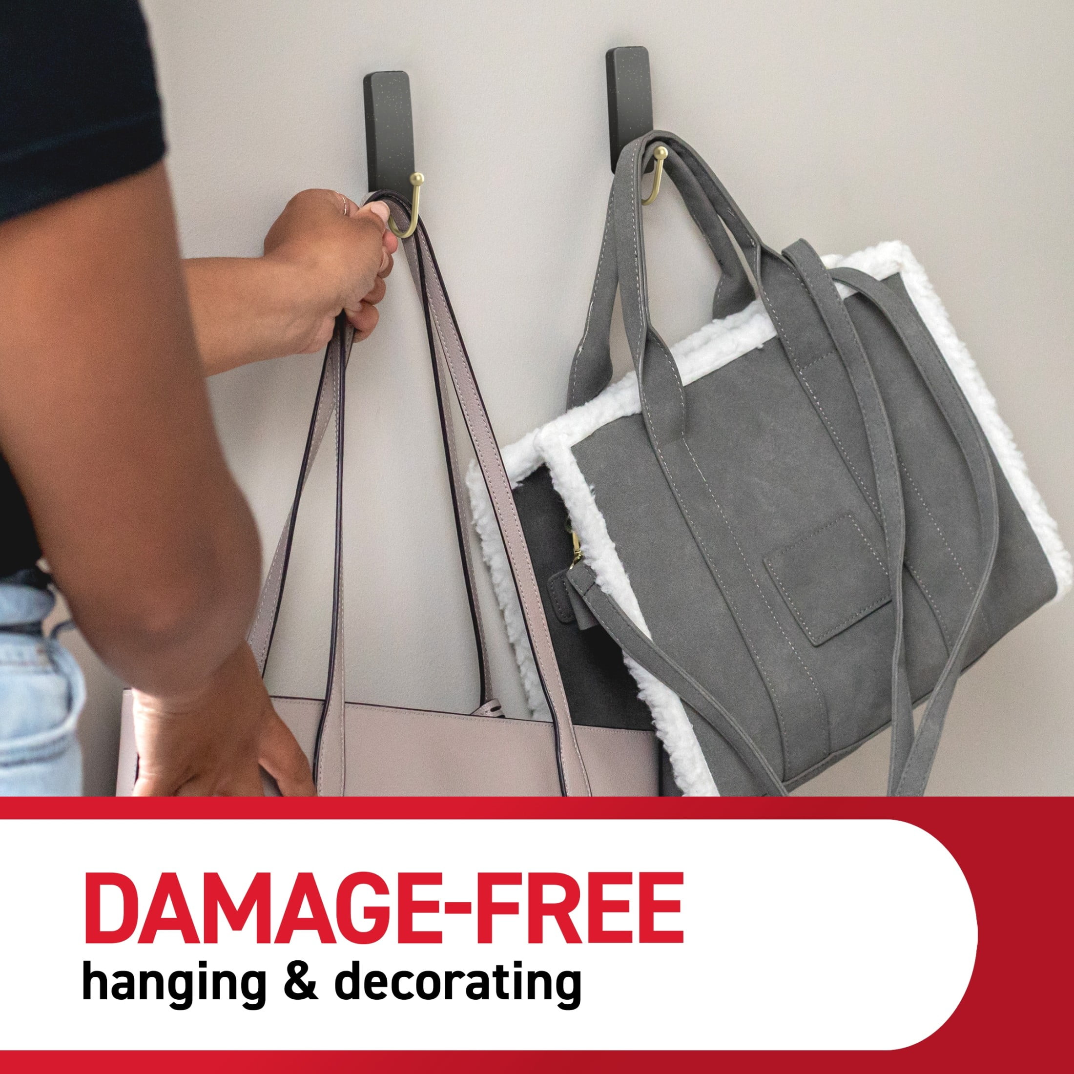 Command Medium Decorative Hooks, Slate Speckle, Holds 3 lbs., 2 Wall Hooks, 4 Strips