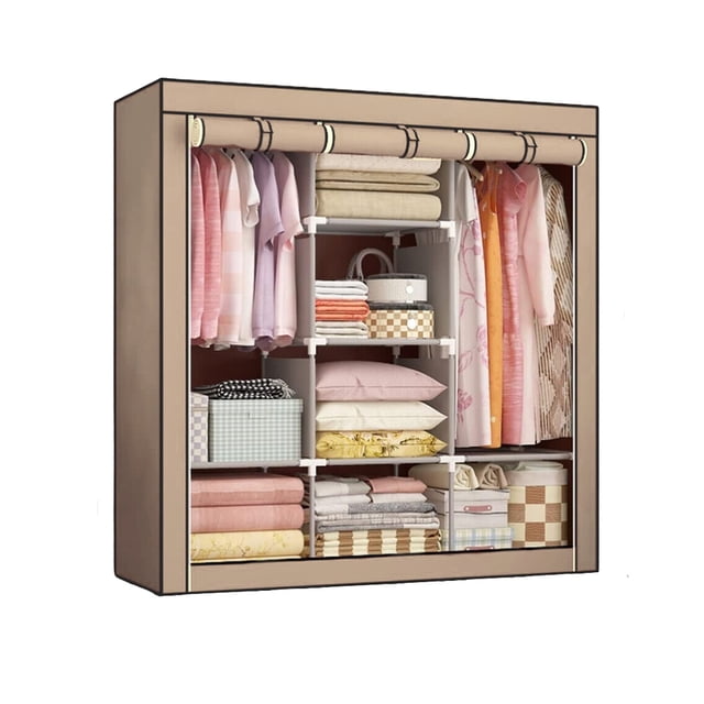 Closet Organizador Armable de Acero Inoxidable | Armario de Almacenamiento para Ropa | Ropero Portatil | Mueble de Tela Impermeable con Cierre | Perchero Guardaropa para Recamara