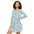 thumbnail image 3 of FORMRS Womens Long Sleeve Nightgowns Crew Neck Sleep Shirt Soft Pajamas Sizes S-3XL, Blue Sheep Pattern, 3 of 8
