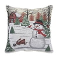 thumbnail image 1 of Tapestry Cushion (Red Barn Snowman) (18 X 18) - Set of 2, 1 of 2
