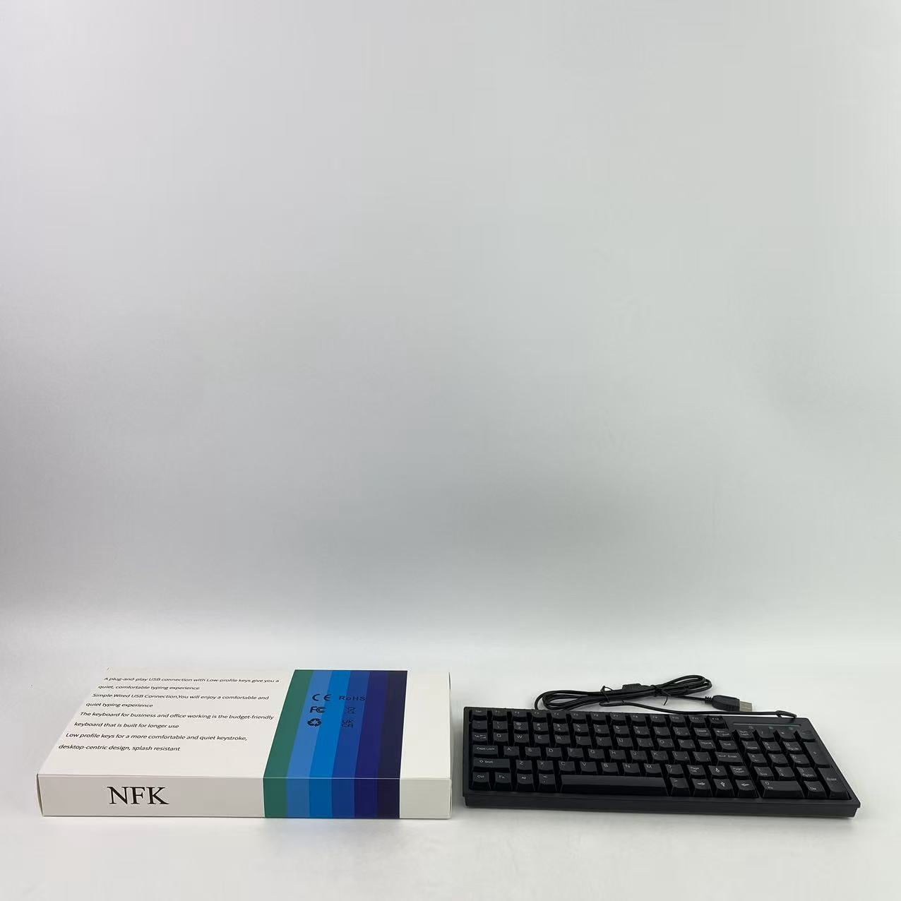 NFK Keyboards,Ultra-Slim Compact USB Wired Keyboard for Mac and PC,Windows 10/8 / 7 / Vista/XP (Black) (1PCS)