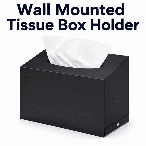 MORAVE Glossy Black Acrylic Tissue Box Holder, Wall-Mounted Storage for Various Tissue Sizes, Bathroom and Office