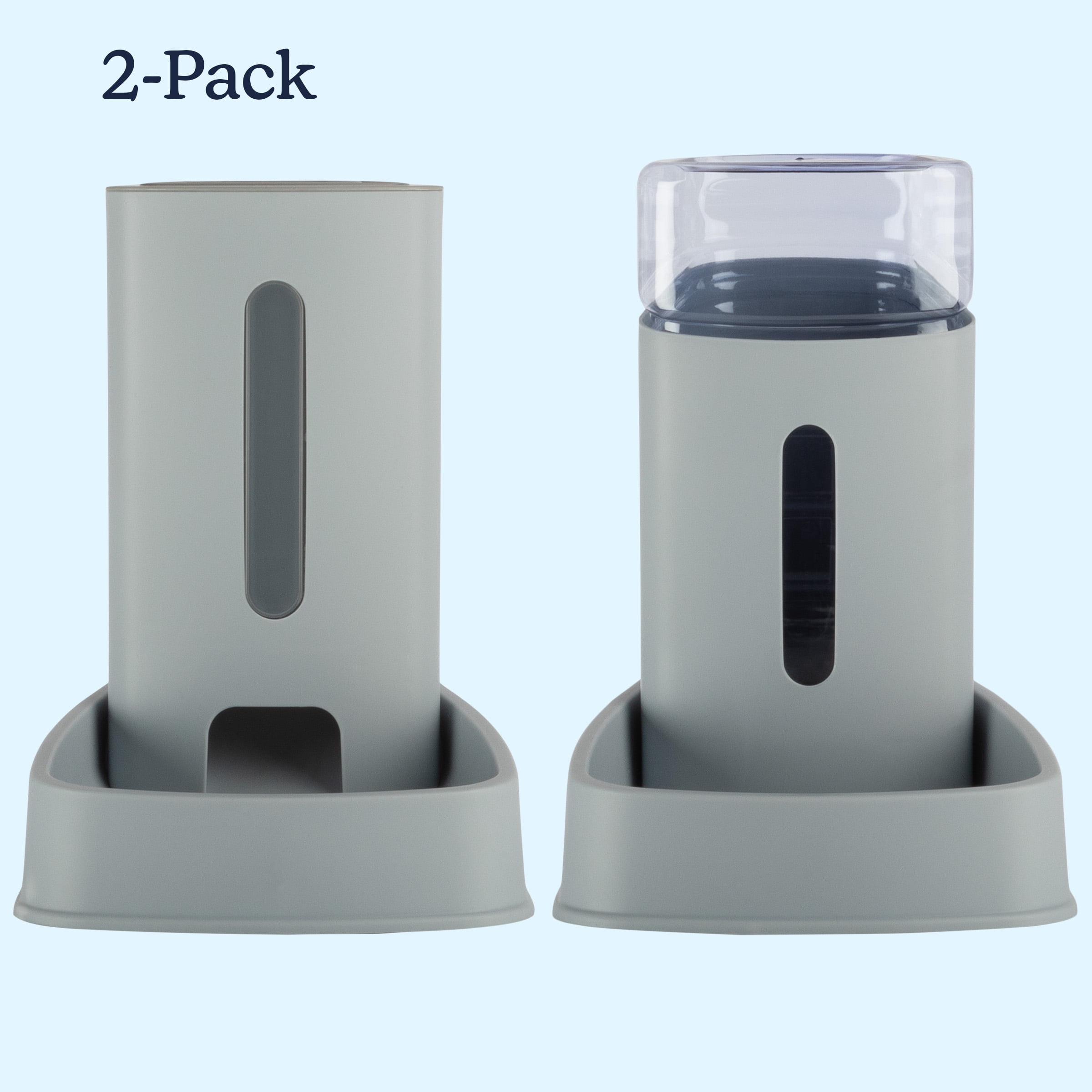 PETMAKER 2-Pack 3.8L/1G Automatic Pet Feeder and Water Dispenser (Gray)