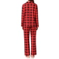 thumbnail image 3 of Pijamas de familia de cuadros con botones de manga larga Inspire Chic para adultos XL, rojos para mujeres, 3 of 4
