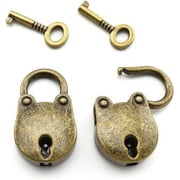SDTC Tech 2pcs Mini Antique Padlock Retro Vintage Style Bear Head Shape Bronze Locks and Keys
