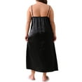 thumbnail image 4 of DARING DIVA Women's Plus Size V Neck Satin Sleeveless Nightgowns 1X Black, 4 of 6