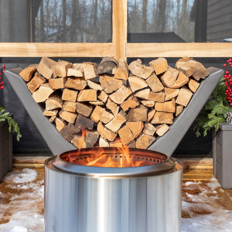 Step2 Longhorn Firewood Rack Plastic Indoor Outdoor Log Holder 27H x 58W  - Walmart.com