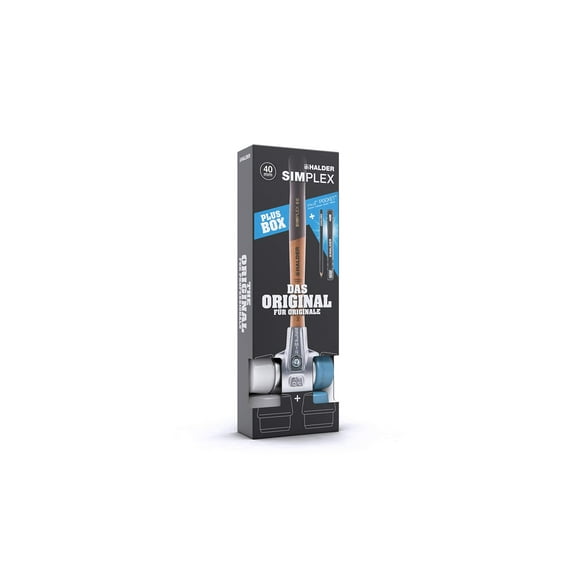 Halder Simplex 3117.040 Mallet Bonus box Set, 12oz Blue and Superplastic Mallet w/ 1 Extra Blue Rubber and Grey Rubber Faces, plus Carpenters Pencil and Holder