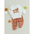 thumbnail image 3 of Baby Toddler Boy 2 Piece Thanksgiving Outfit 3 6 12 18 Months Letter Turkey Print Long Sleeve Sweatshirt and Pants Set for Newborn Fall Clothes, 3 of 9