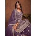 thumbnail image 2 of Faux Georgette Purple Embroidered Festive Palazzo Suit, 2 of 4