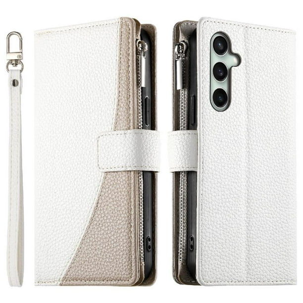 Funda cartera GANGXUN para Samsung Galaxy S25 FE , cuero PU con tarjetero, cremallera, correa de mano, soporte y protección 1341°