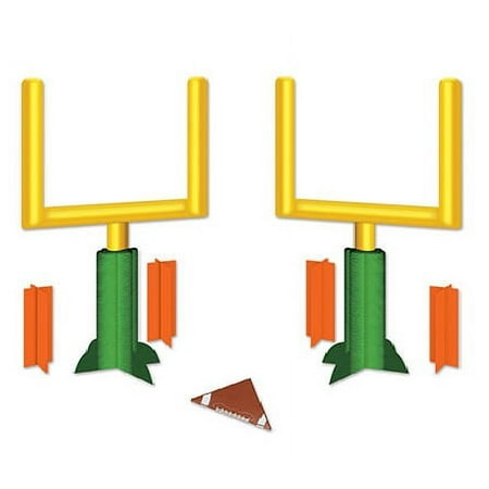 Club Pack of 12 Yellow and Green Football Goal Post Tabletop Centerpiece Party Decors 11"