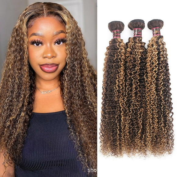 P4/27 Water Wave Bundle Highlight Bundles 16-24 inch Ombre Piano Color Human Hair Weave Bundles Honey Blonde Brazilian Curly Hair Bundles Perruques Extensions de cheveux humains