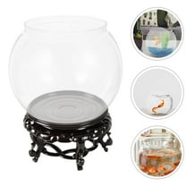 GAXIRE Round Plastic Fish Bowl Aquarium Tank 1 Set Clear Water Container for Small Fish