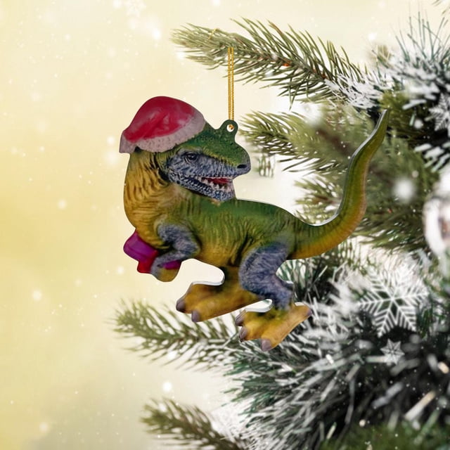 Adornos colgantes de dinosaurio de Navidad, acrílico colgante para puerta de año Nuevo, decoración de pared de Halloween , estilo b perfecl Colgante de dinosaurio