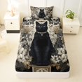 thumbnail image 3 of Homewish Skull Black Cat Twin Sheets,Vintage Flowers Bedding,Cream Black,Halloween Bed Set,3pcs,1 Fitted Sheet and 1 Pillowcase, 3 of 6