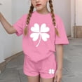 thumbnail image 3 of Vestido de manga corta para niños Día de San Patricio impreso conjunto de dos piezas niñas casual cuello redondo blusa y pantalones cortos, 3 of 6