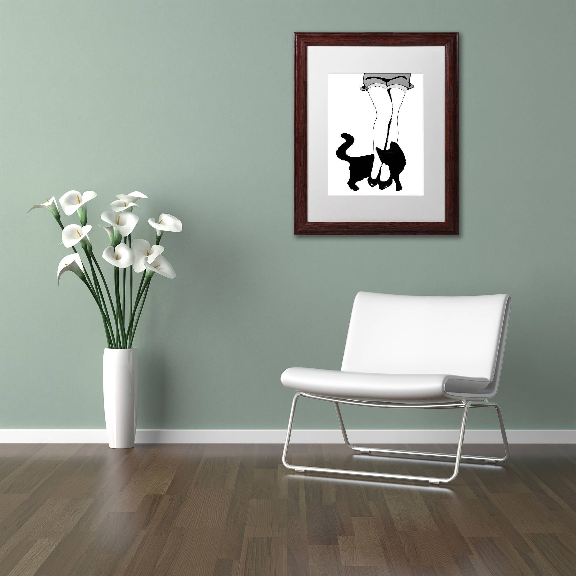Trademark Fine Art "Black Cat" Canvas Art by Color Bakery White Matte, Wood Frame