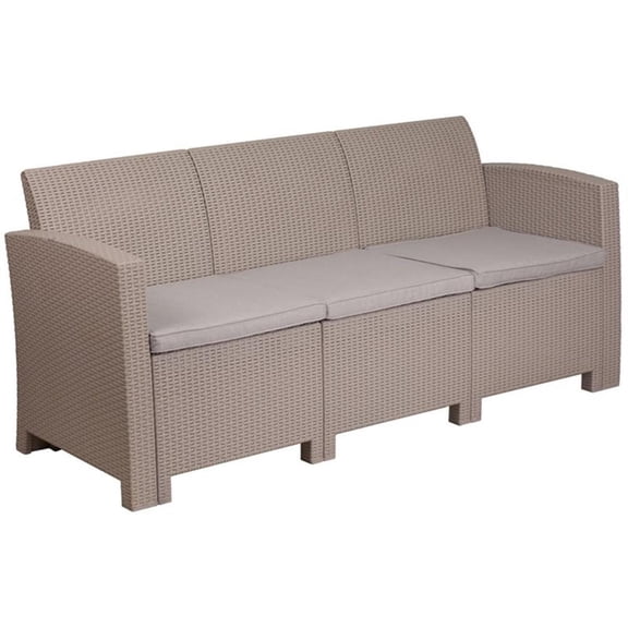 Afuera Living Wicker Patio Sofa in Light Gray