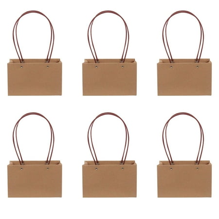 

6pcs Portable Flower Box Waterproof Paper Handy Gift Bag Kraft Flower Handbag