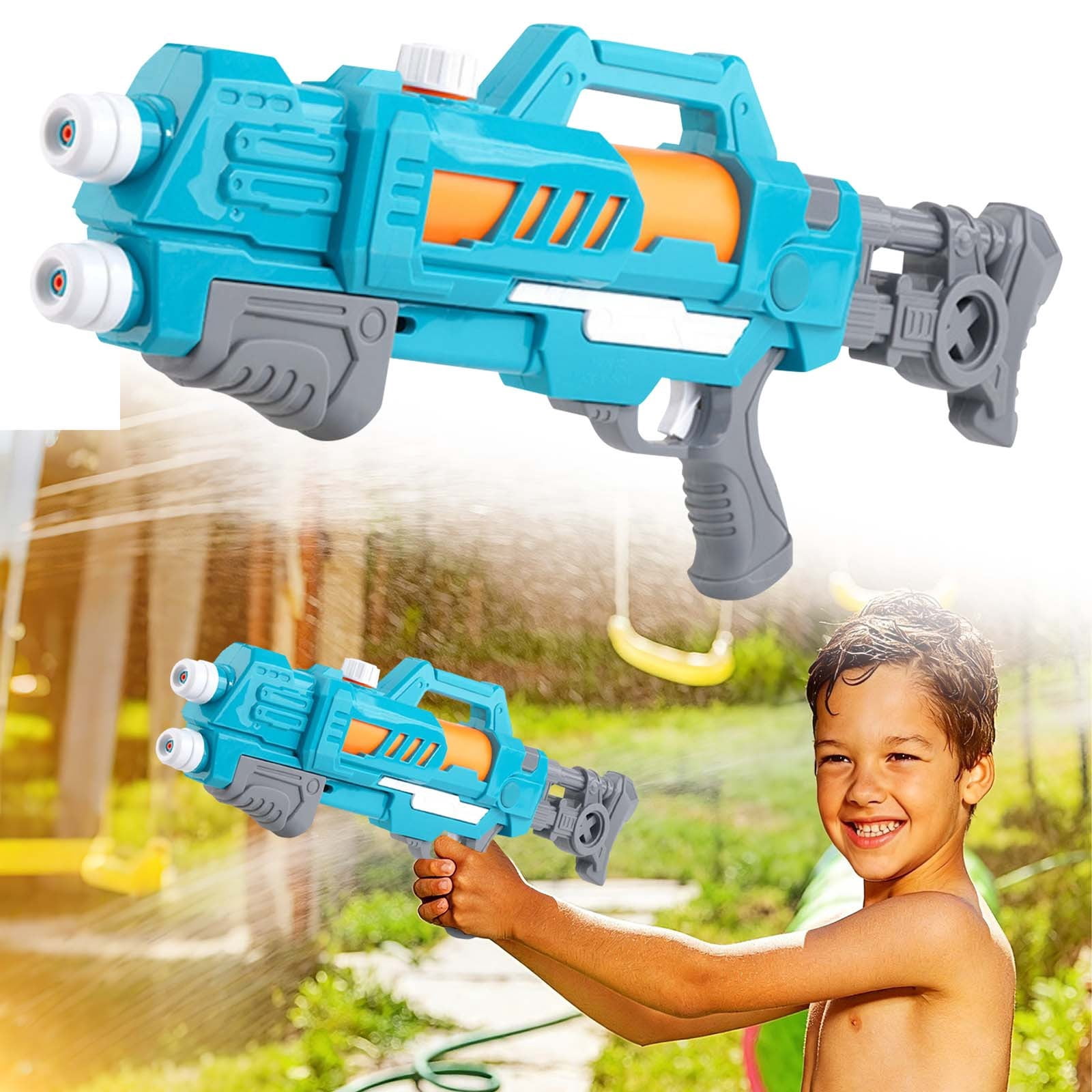 VKLU 19" Blue Water Soaker, Pump Action Squirt Blaster with 600ML Large Capacity, Long Range Shooting for Summer Pool Parties & Backyard Family Fun