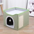 thumbnail image 2 of Large Cat Bed with Ball Hanging and Scratch Pad Double Layered Foldable Cat Beds for Indoor Cats Sleeping All Seasons,C, 2 of 5