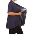 thumbnail image 2 of Women's Plus Size Short Sleeves Draped Open Front Solid Cardigan, 2 of 5