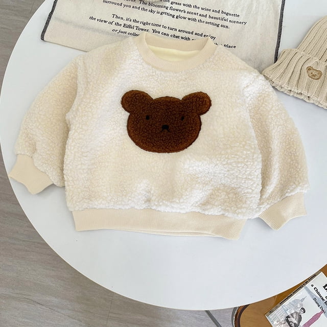 Chandails en Molleton pour Enfants Filles Manches Longues Chandails en Molleton Imprimés Col Rond Chandails en Molleton Chandail Tops Automne Hiver Vêtements Tops Filles 3-4 Ans