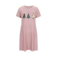 thumbnail image 2 of Sakmal Cozy House Dress for Women Pink Plus Size Christmas Cloud-Like Sleepwear Short Sleeve Short Christmas Trees Print Crew Neck Nightgowns S-2XL, 2 of 5