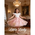 thumbnail image 2 of Toddler Girls Summer Double layered Tutu Dress Tulle Dresses Fluffy Sundress with Sequined Mesh & Bowknot Belt Party Princess Outfit for 2-3 T Kids, Pink Floral, 2 of 15