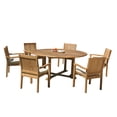 thumbnail image 5 of 7-Piece Teak Dining Set: 72" Round Table + 6 Wave Stacking Arm Chairs, 5 of 10