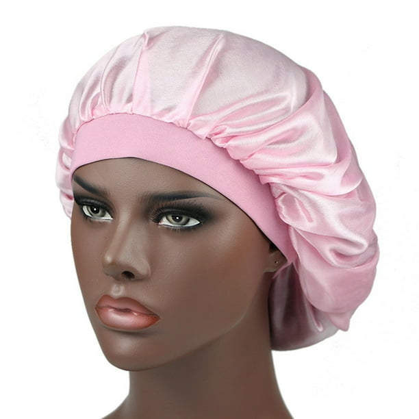 Wide Elastic Band Satin Sleep Soft Night Sleeping Cap for Women