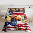 thumbnail image 2 of jejeloiu Modern American Flag Queen Comforter Set,Brown Highland Cattle Bedding Comforter Set Reversible 3 Pieces, 2 of 8