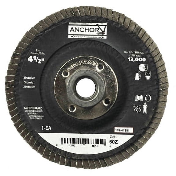 Anchor 102-40374 4.5 x 0.875 in. 12000 RPM Type 27 Abrasive Flap Disc - 60 Grit