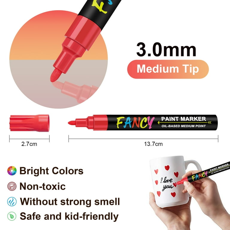  Paint Pens Paint Markers,24 Colors Oil-Based Paint Markers  Waterproof,Never Fade,Quick Dry And Extra Fine Tip Marker Pen Set For Rock  Painting,Wood,Plastic,Canvas,Glass,DIY Craft Christmas Gift : Arts, Crafts  & Sewing