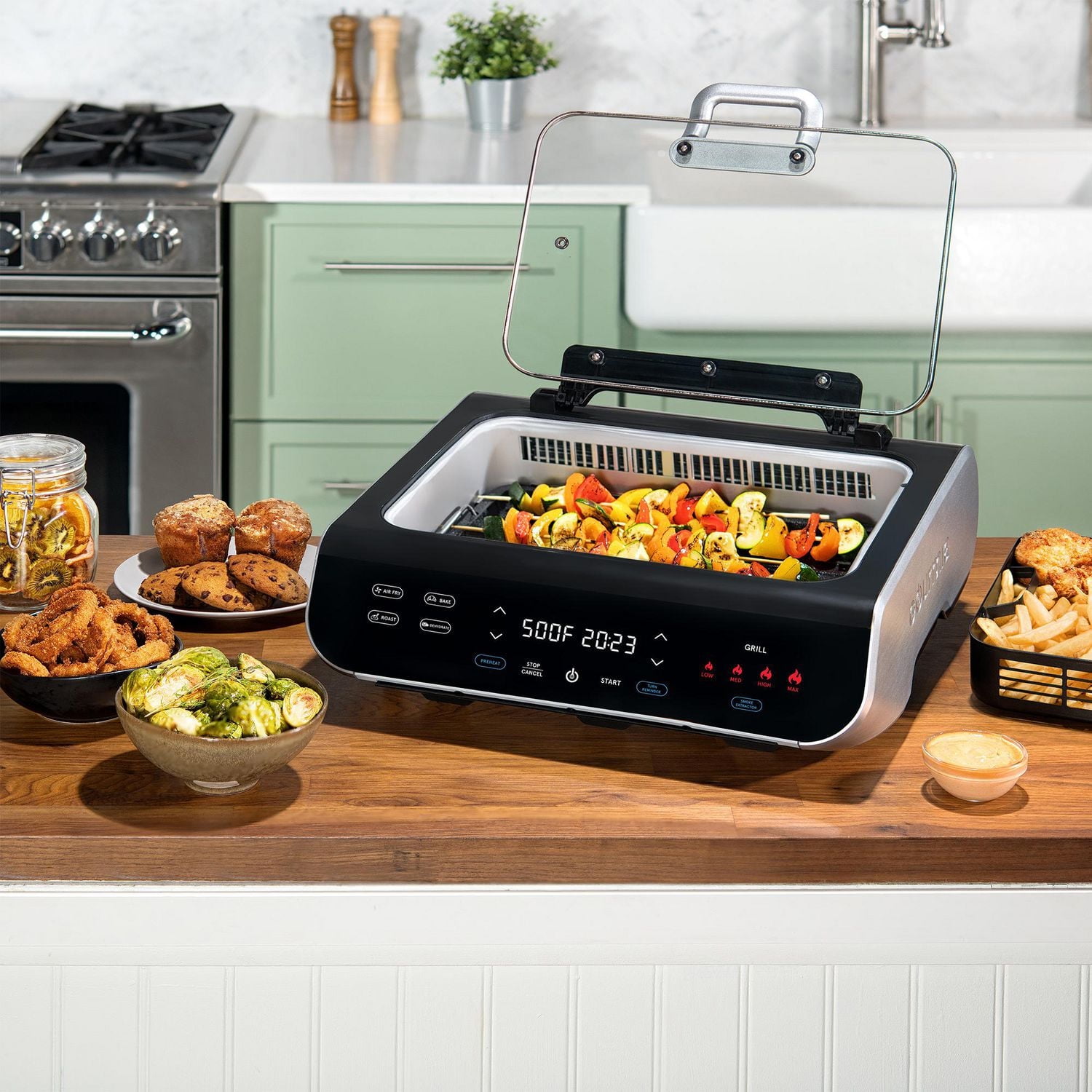 Gourmia FoodStation™ Smokeless Grill & Air Fryer with 5 Functions