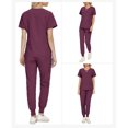 thumbnail image 4 of Scrubs for Women Set - V-Neck Scrub Top & Jogger Pant with Pockets, 4 Way Stretch Nurse Uniform Wine XXL, 4 of 4