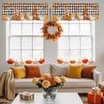 thumbnail image 4 of Valances for Windows Thanksgiving Pumpkin Gnome Rod Pocket Short Curtain for bathroom living room bedroom Fall Leaf on Black Plaid 1 Panel 54x18in, 4 of 9