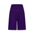 thumbnail image 4 of TrendVibe365 Short Leggings for Women Plus Size with Pockets Elastic Waist Shorts Curvy Slim Casual Workout Pants for Work out Solid Yoga Short Length Lightweight Purple M Breathable Gym Clothes, 4 of 6
