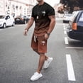 thumbnail image 2 of SHIXIAOO Men's 2025 Summer Tracksuit Plus Size Short Sleeve O Neck Athletic Suit Casual Color Block Drawstring Waist Tracksuit Set Men's Suits Slim Fit Modern Chef Suit for Men, 2 of 6