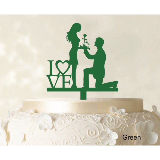 Couple Wedding Cake Topper Personalized Green Cake Topper Color Option Available 5-7 Inches Wide
