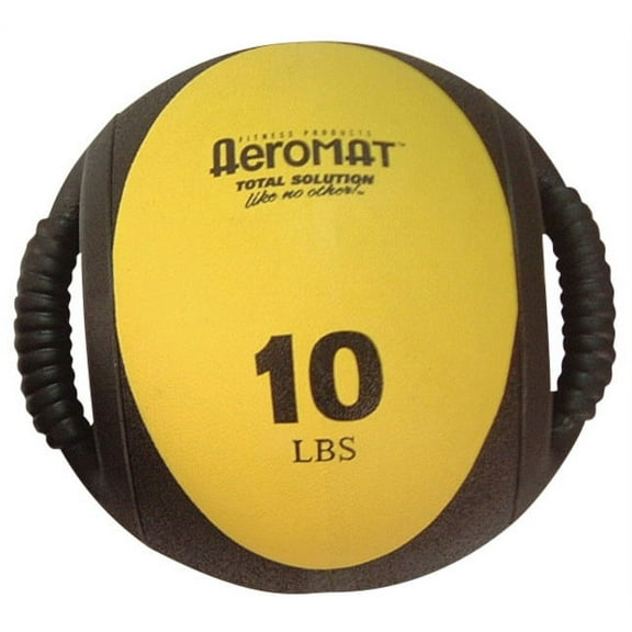 Sportime Aeromat Hard Rubber Dual Grip Power Medicine Ball, 9", Yellow/Black, 10 lb