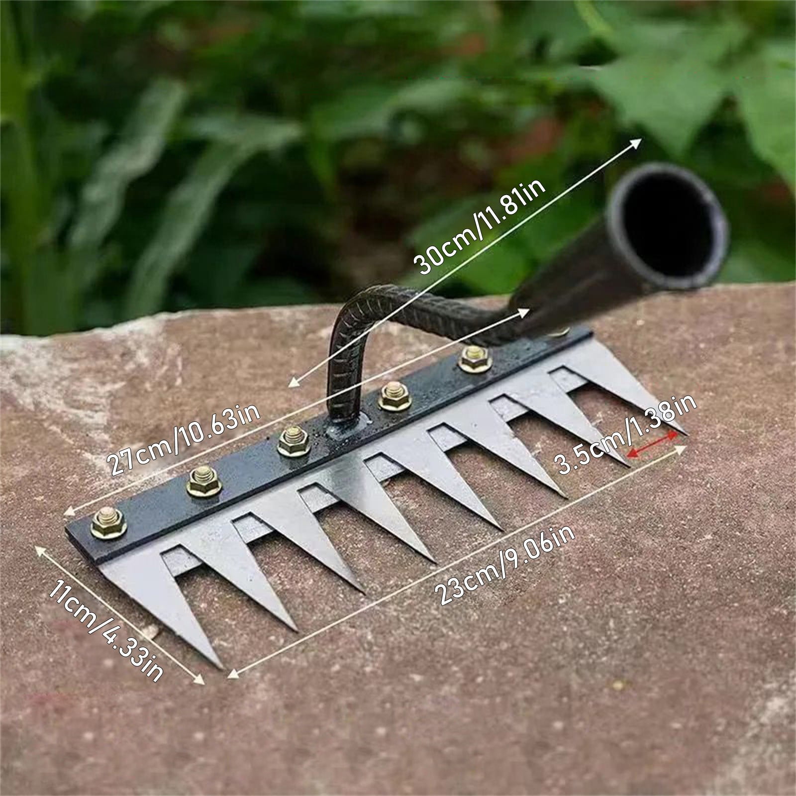 WMGHA Iron Rake - 2025 New Heavy-Duty Weed Rake for Gardening,Lawn Care & Dethatchin,5/6/7/8 Teeth Carbon Steel Detachable Weeding Tool Durable & Lightweight Yard Equipment(no wooden handle)