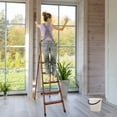 thumbnail image 3 of LUISLADDERS 5 Step Ladder Woodgrain Aluminum Folding Step Stool Sturdy Lightweight Ladders, 3 of 9