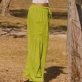 thumbnail image 5 of Charmgo Sweatpants Women Clearance, Women's Spring Summer Casual Wide Leg Pants High Waisted Drawstring Loose Long Belt Pocket Pants Dress Pants Women Palazzo Pants for Women Green, 5 of 8