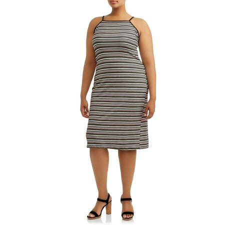 Juniors' Plus Spaghetti Strap Halter Dress
