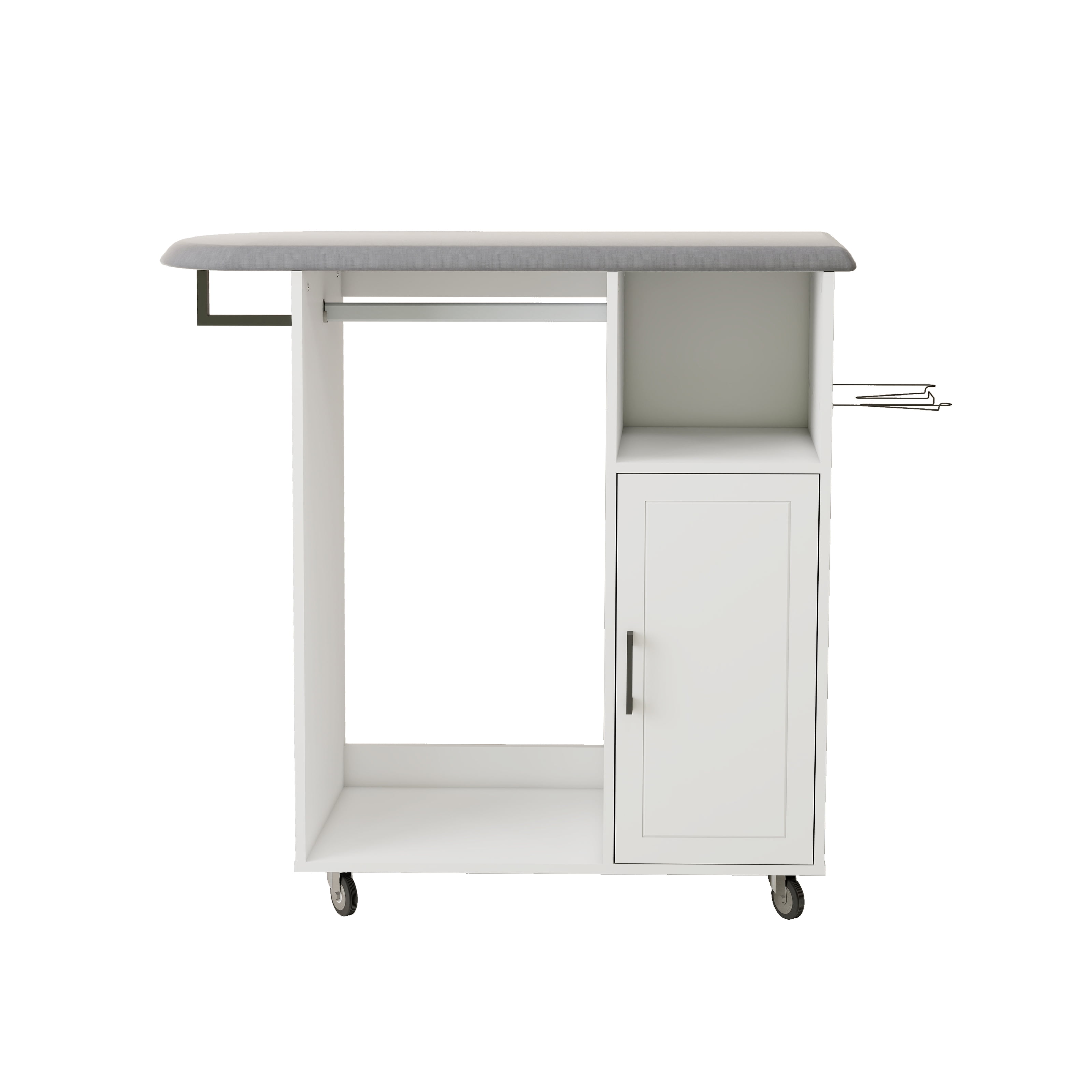 Ironing Cart with Rolling Ironing Board, Multipurpose Ironing Cabinet with Wheels, Compact Ironing Solution for Laundry Room, Bedroom,Cloakroom