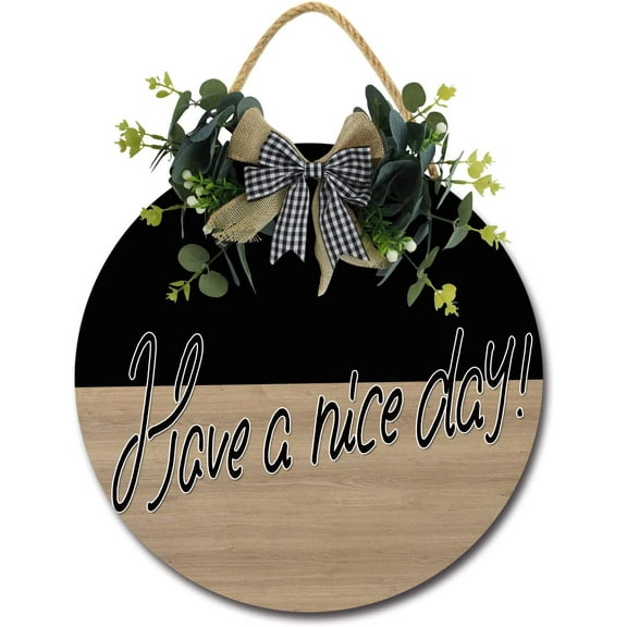 Eveokoki 12" Rustic Hanging Wooden Signs,Have a Nice Day Family Sign Rustic Wall Decor Indoor and Outdoor Decoration Farmhouse Primitive for Home Wall Sign Door