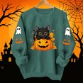 thumbnail image 7 of Cute Halloween Sweatshirt Women Black Cat Pumpkin Sleeve Graphic Print Crew Neck Long Sleeve Pullover Oversized Fleece Lined Fall Top for Spooky Season Holiday Party and Casual Outfits, 7 of 7